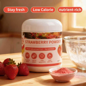 GaoGaoFen strawberry powder whisked into a smoothie for fruit boost.