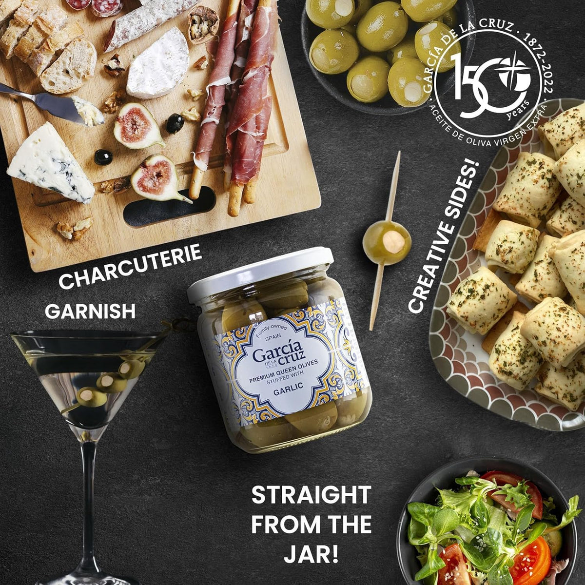 Garcia DE LA cruz 1872 olive garnish elevates dishes with authentic aroma and color.