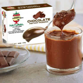 Garden Desserts instant pudding powder close-up shows natural ingredients