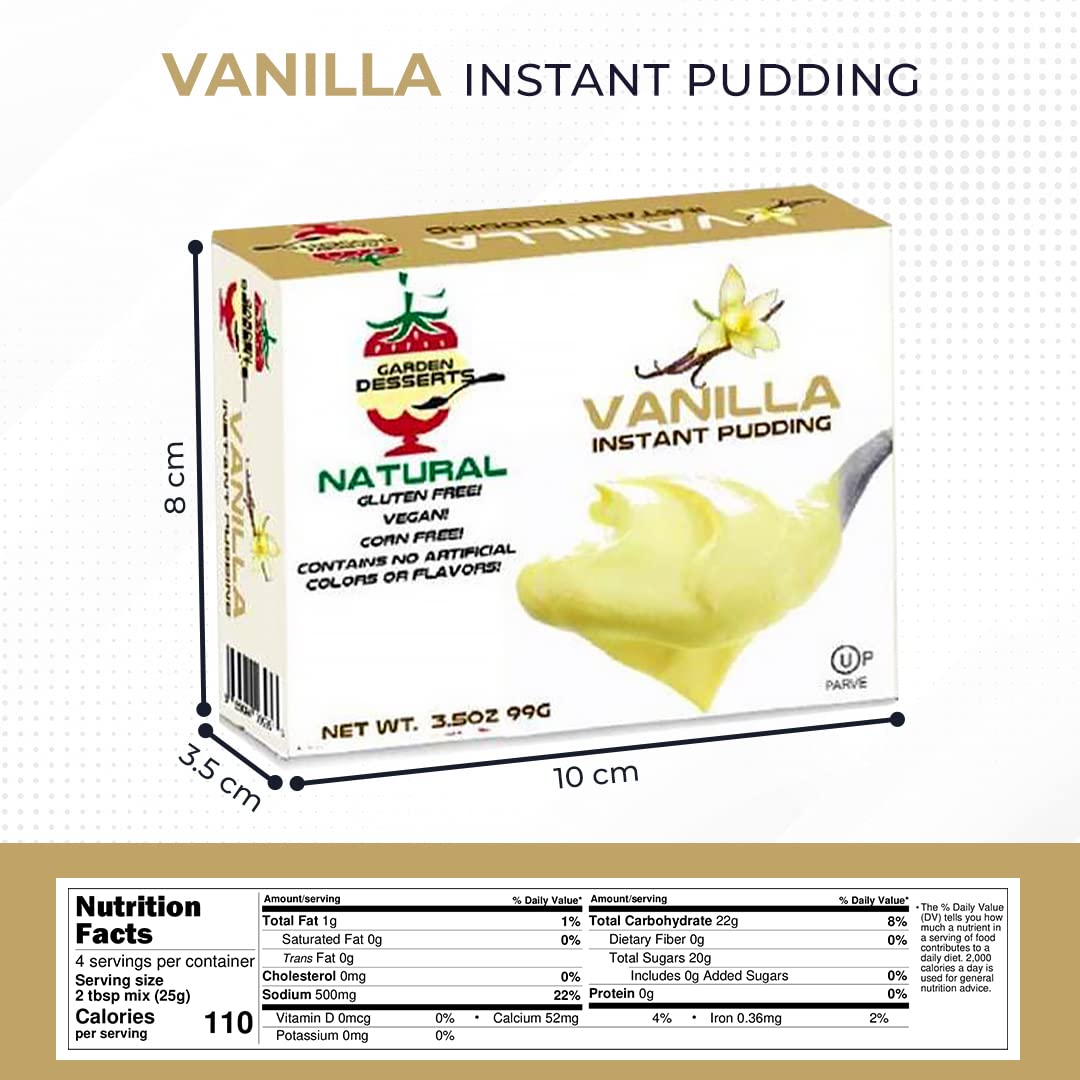 Garden Desserts vanilla pudding mix used to make pie filling or frosting.