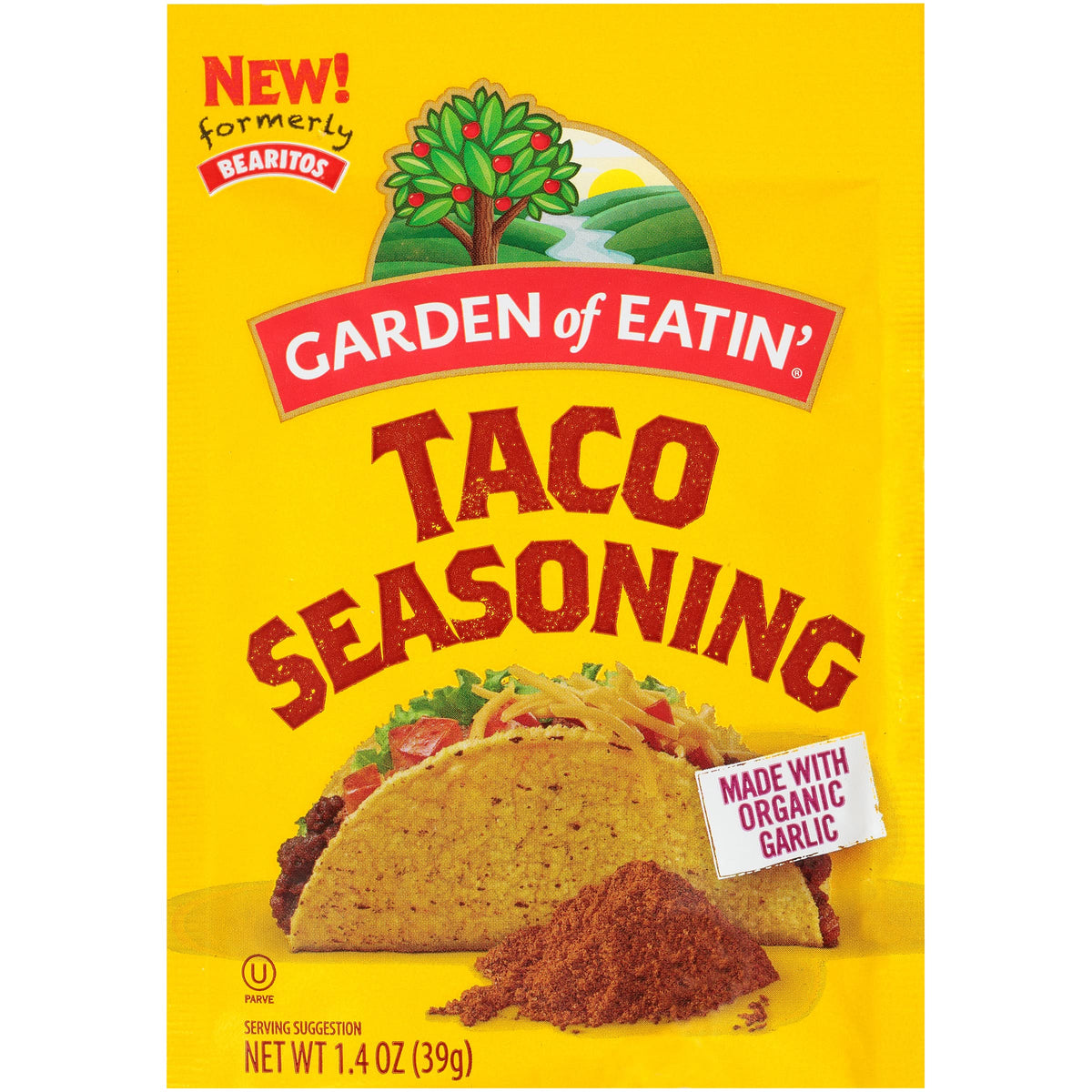 Garden of Eatin' Taco Seasoning packaging, 12-pack for quick family dinners