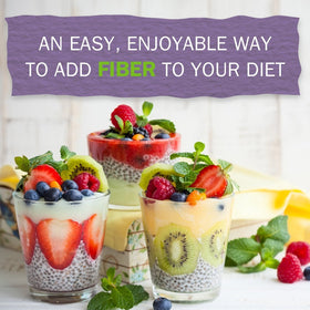 Yogurt bowl topped with chia seeds for extra crunch and fiber.