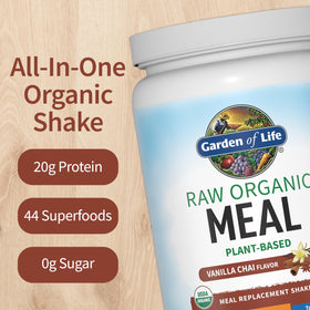 Garden of Life label highlights 6g fiber and 150 calories per serving