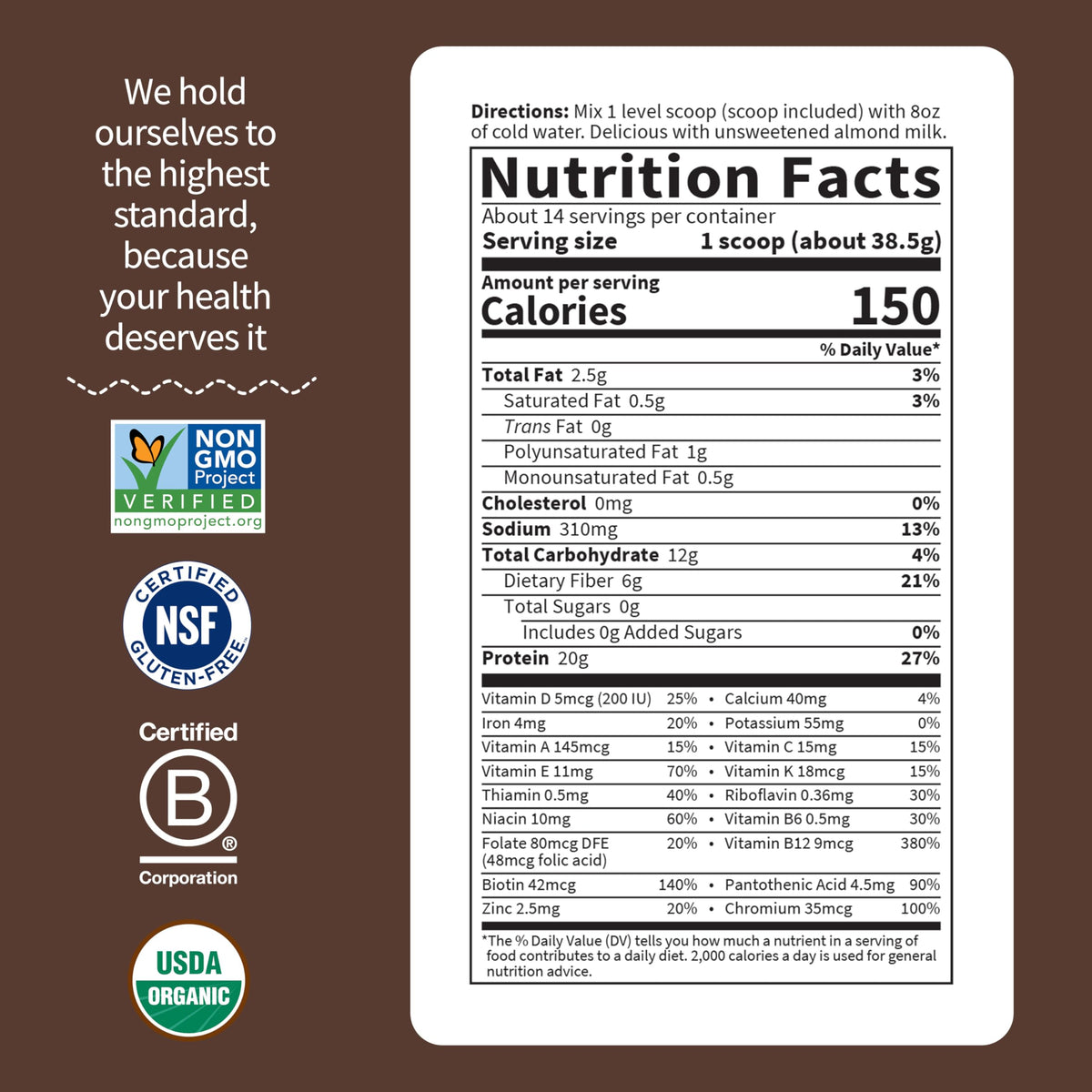 Garden of Life Meal Shake chocolate probiotics label emphasizing digestion support