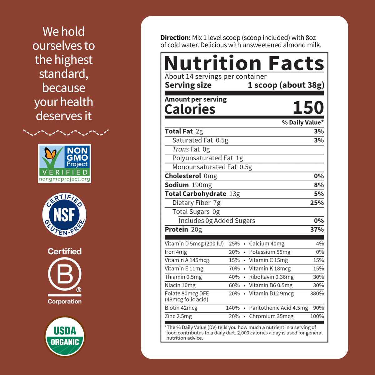 Close-up of digestive enzymes and probiotics label on Garden of Life