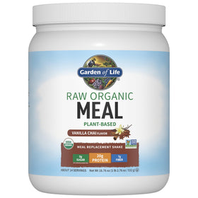 Garden of Life Raw Organic Meal Vanilla Chai bottle for on-the-go dairy-free protein
