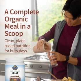 Garden of Life Raw Organic Meal Vanilla Chai tub showing 20g protein per serving