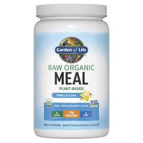 Garden of Life Raw Organic Meal vanilla shake pour for a balanced breakfast