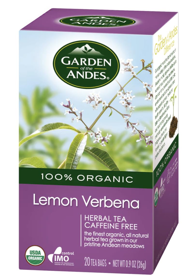 Garden of the Andes lemon verbena tea bag closeup with fresh aroma