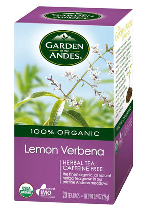 Garden of the Andes lemon verbena tea bag closeup with fresh aroma