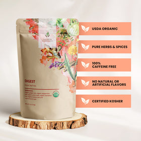 Gardenika Dandelion root and spices ingredients display in organic blend