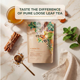 Gardenika Flamma-tea ready-cup image emphasizes convenient cup-ready wellness ritual