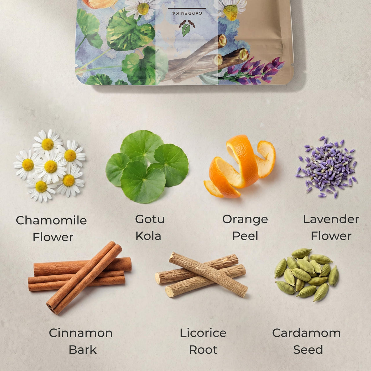 Gardenika loose-leaf tea packaging reseal demonstrating freshness