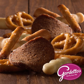 Gardetto's Original Snack Mix plate display for party-ready sharing.