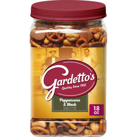 Gardetto's Peppercorn & Herb Snack Mix tub ready for sharing at gatherings.