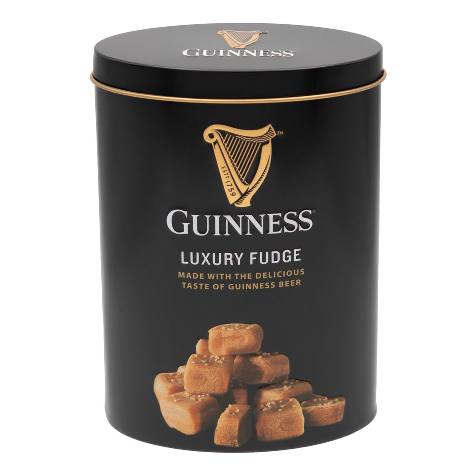 Gardiners of Scotland Guinness Luxury Fudge tin with 17 pieces, perfect for gifting.