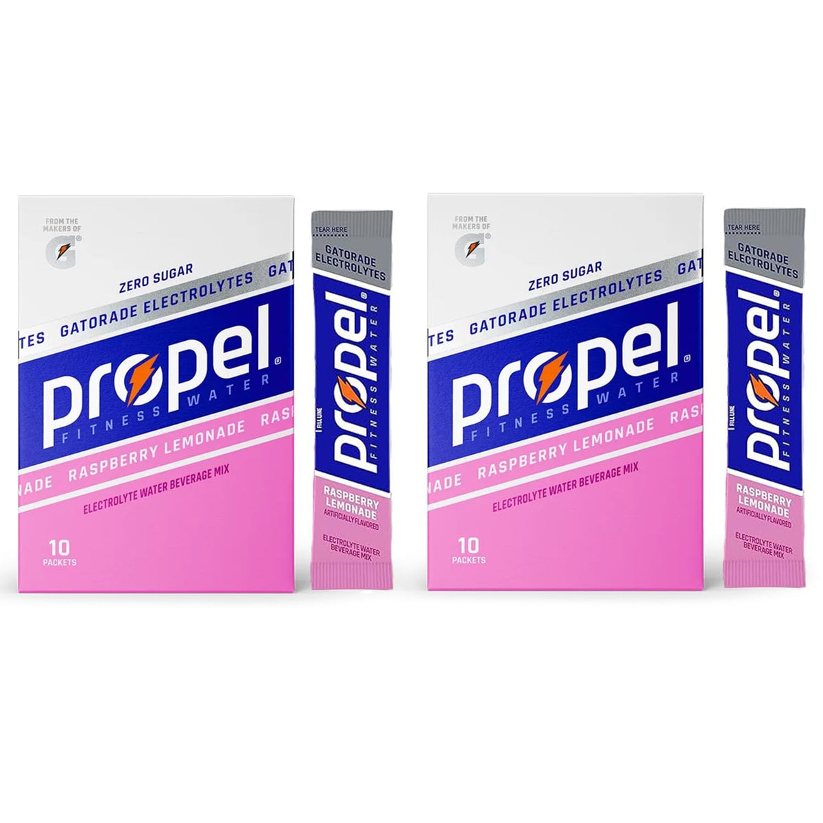 Garizze Propel Raspberry Lemonade packets in box 1 for on-the-go hydration with electrolytes.