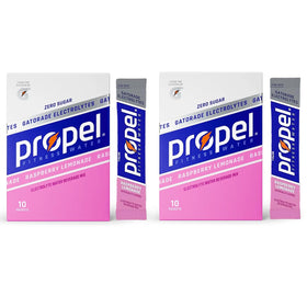Garizze Propel Raspberry Lemonade packets in box 1 for on-the-go hydration with electrolytes.