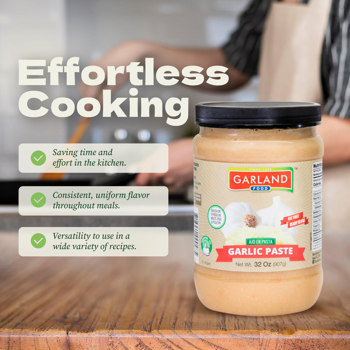 Garland Food garlic paste spoon-dispense supports quick, waste-free meal prep.