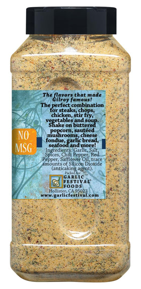 Garli Garni bottle closeup highlighting gluten-free seasoning for meals