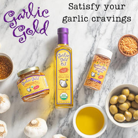 Garlic Gold gift set for cooks who love savory garlic flavor.