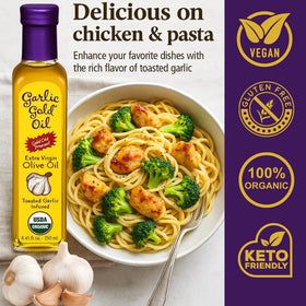Garlic Gold Low FODMAP olive oil label signals dietary-friendly option