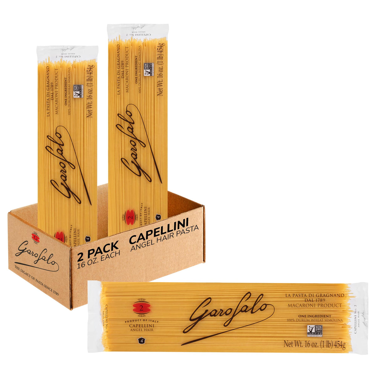 Garofalo capellini bundle, ultra-thin angel hair perfect for light sauces.
