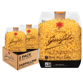 Garofalo Farfalline pasta in a bowl, celebrating mini bow-tie charm ideal for soups.