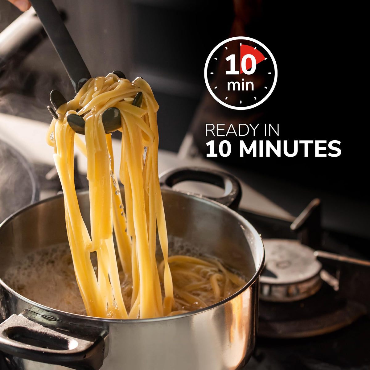Cooked al dente Garofalo linguine plated with seafood for restaurant-worthy meals.