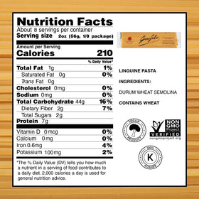 Garofalo linguine raw pasta strands with durum wheat semolina for firm al dente.