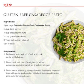 Garofalo pasta pairs with vegetables, seafood, or tomato sauces for quick gluten-free dinners.