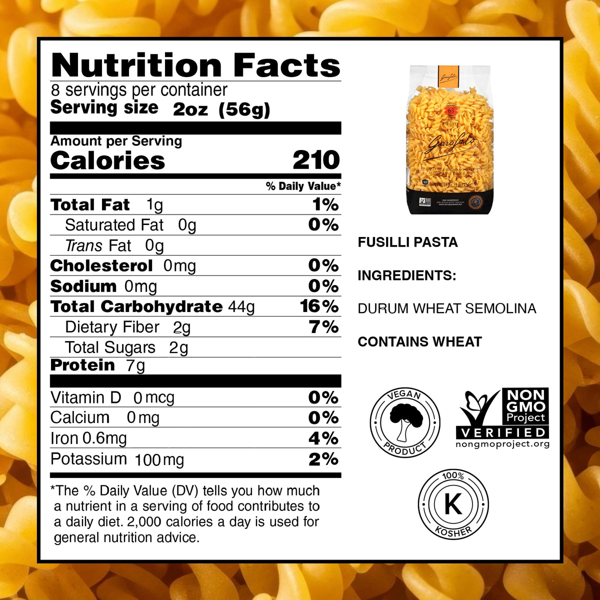 Garofalo uncooked fusilli spirals ideal for pesto and ragù