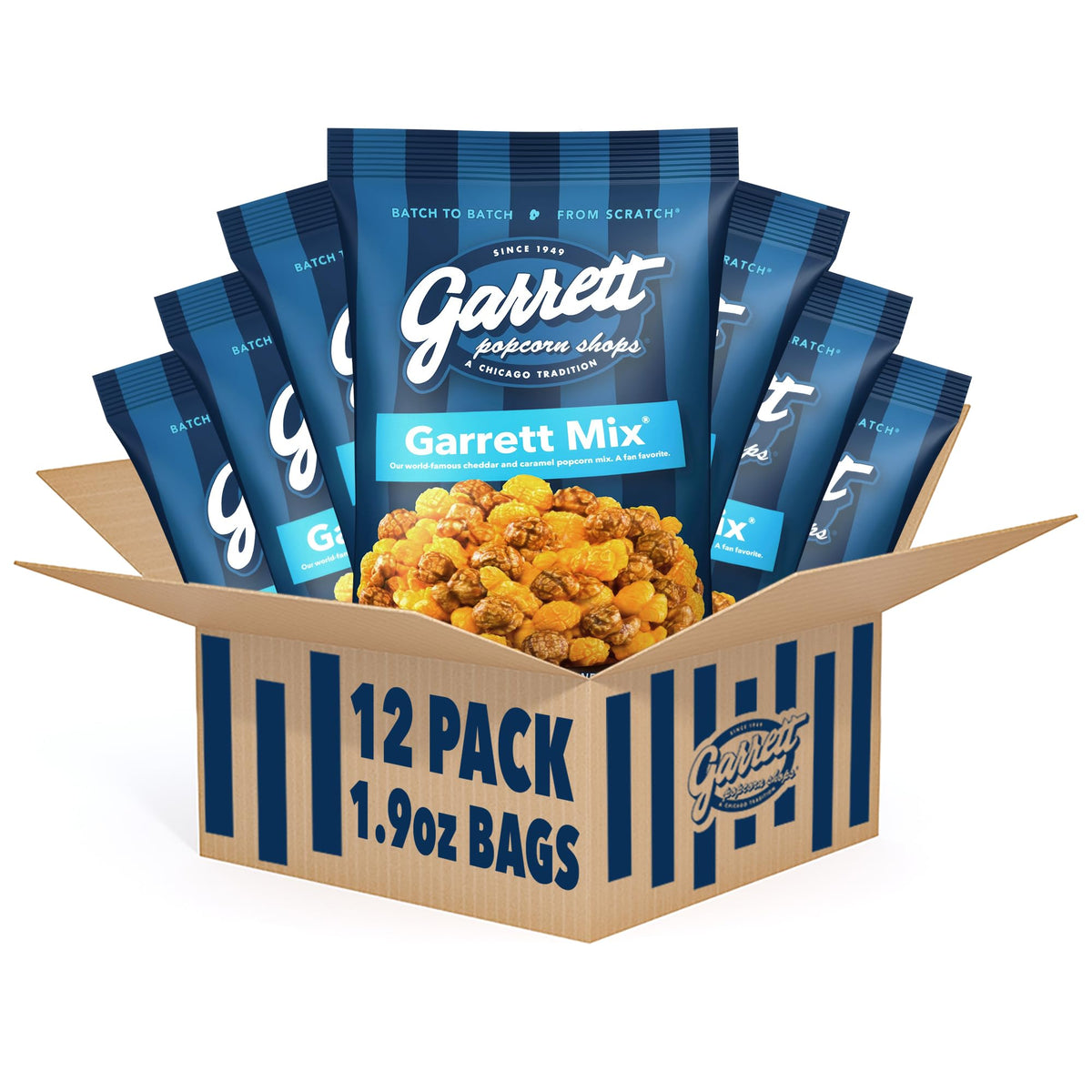 Garrett Popcorn Garrett Mix cheese and caramel in a resealable pack, perfect snack on the go.