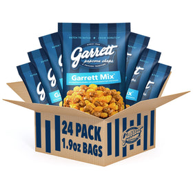 Garrett Popcorn Garrett Mix snack bags show cheese and caramel flavor for on-the-go snacking.