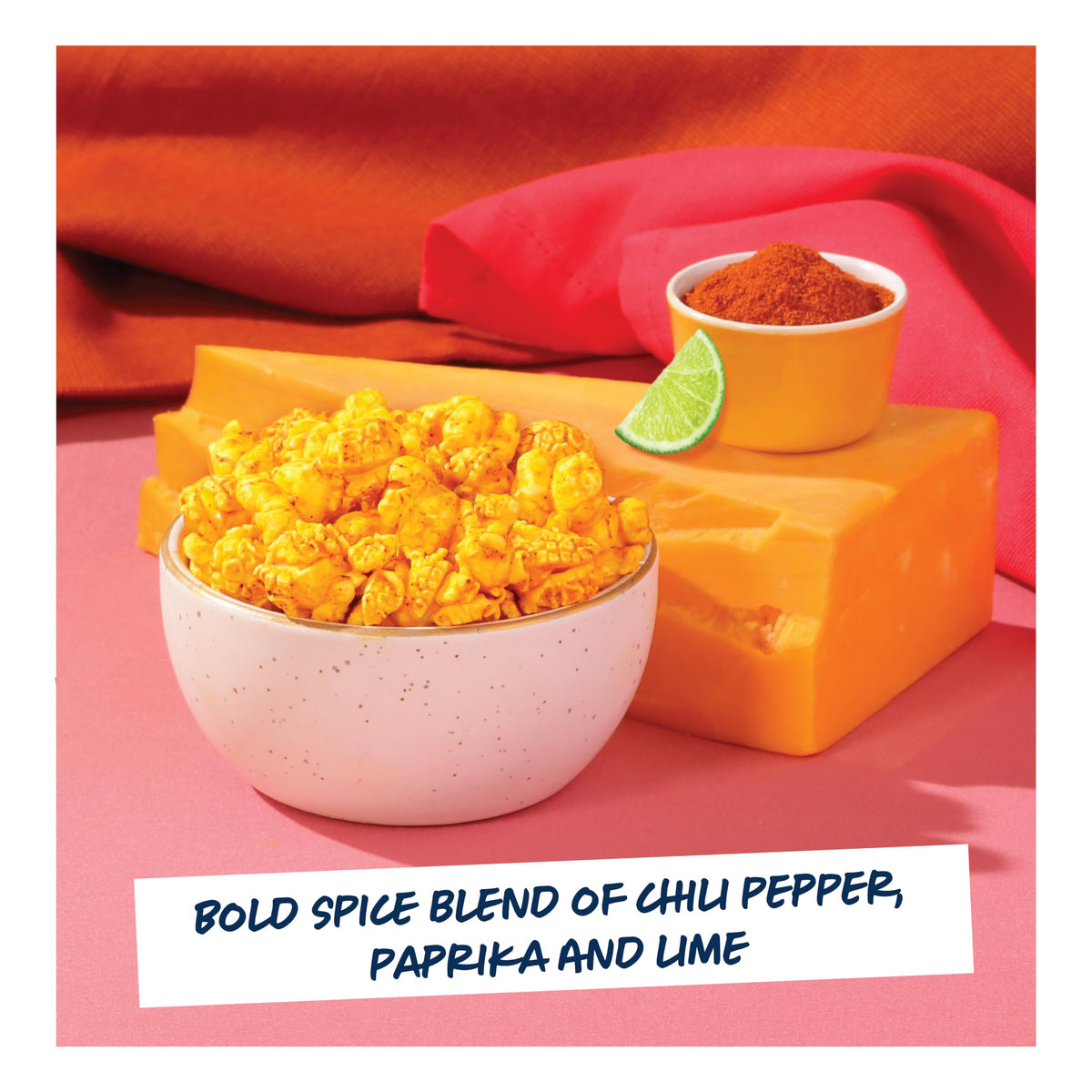 Garrett Popcorn Spicy CheeseCorn ingredients panel emphasizes real ingredients and gluten-free note.