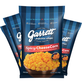 Garrett Popcorn Spicy CheeseCorn packaging front showcases authentic Chicago gourmet snack.