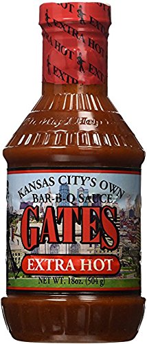 Gates BBQ Extra Hot 18oz bottle front view for bold heat