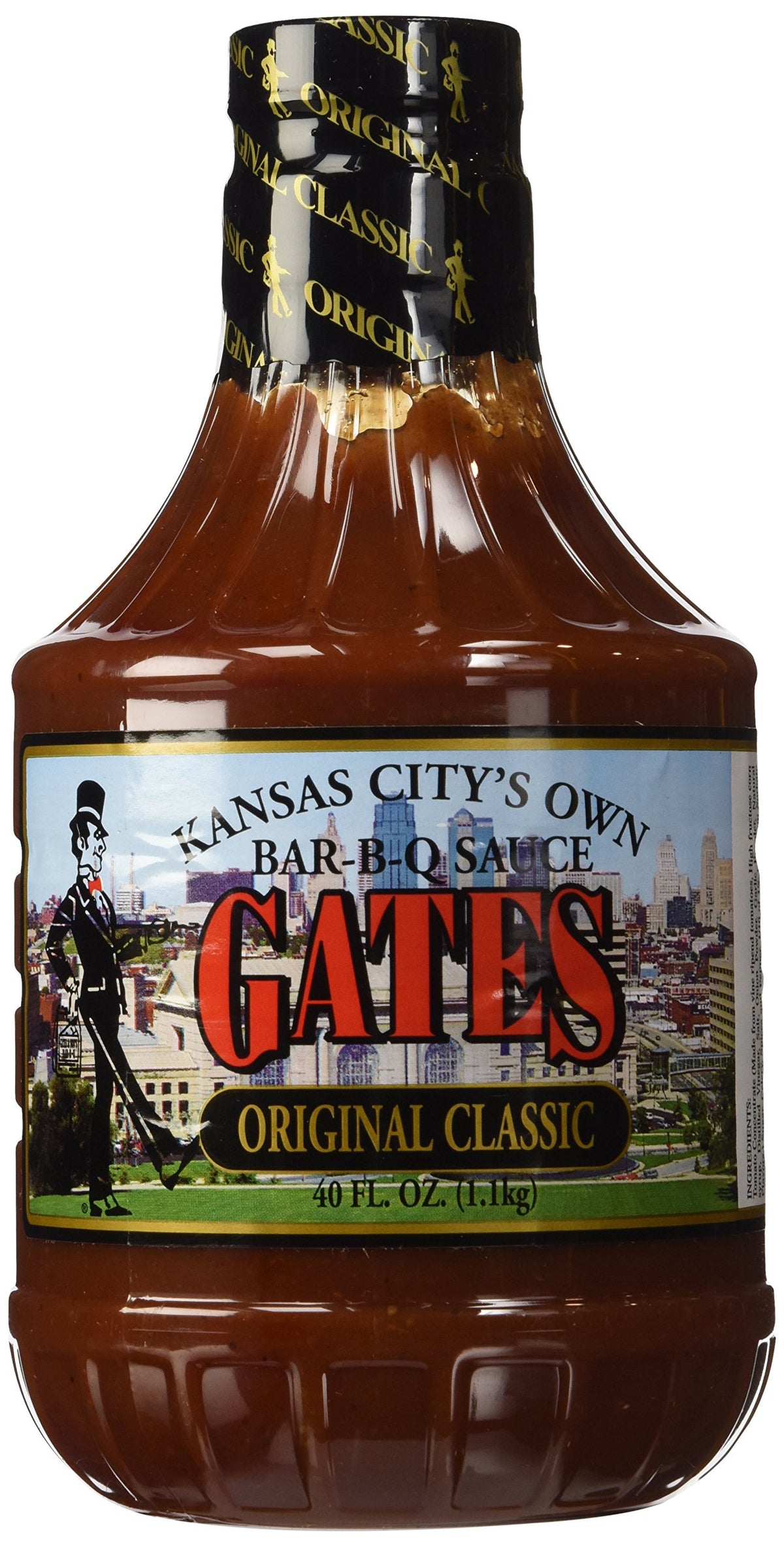 Gates Original Bar-B-Q Sauce bottle close-up for rich grilling glaze.
