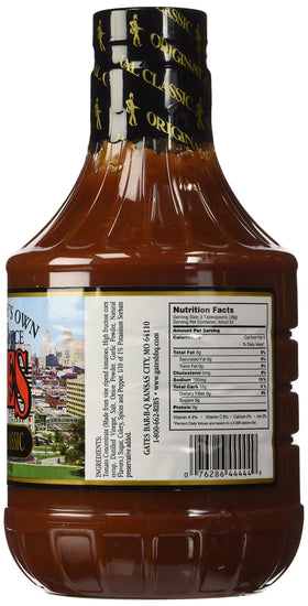 Gates Original Bar-B-Q Sauce label highlighting Kansas City classic flavor for busy cooks.