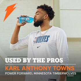 Gatorade Fierce Blue Cherry bottle side angle during activity.