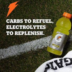 Close-up of Gatorade Fierce Blue Cherry label showing electrolytes.