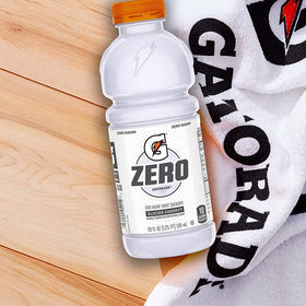 Gatorade G Zero Glacier Cherry pouring scene, refreshing electrolyte replenishment during training.
