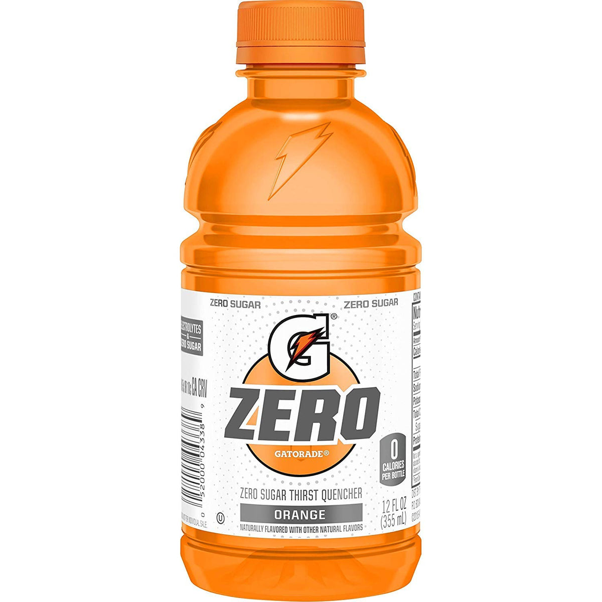 Gatorade G Zero Orange bottle front view for hydration during workouts.
