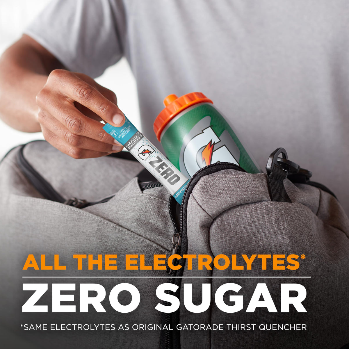 Gatorade G Zero packaging box displaying a 30-stick variety pack for home hydration.