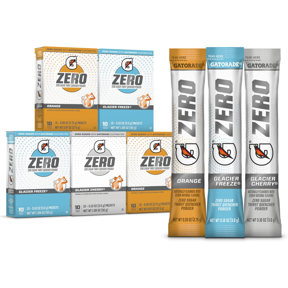 Gatorade G Zero Powder Glacier Cherry pack for on-the-go hydration