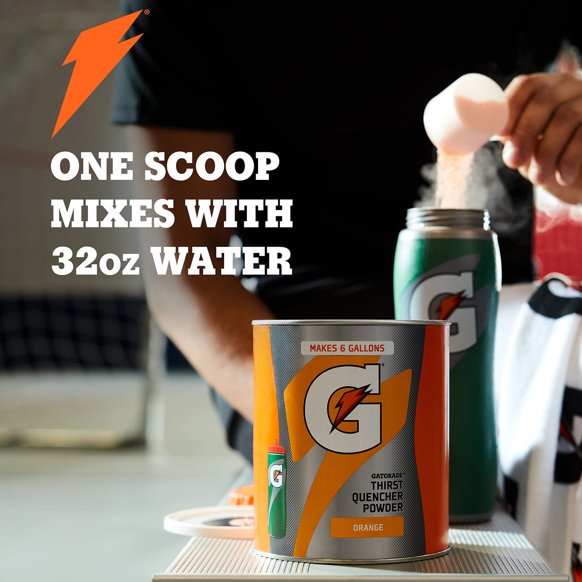 Gatorade G2 powder during training session to stay hydrated