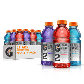 Gatorade G2 12-pack 20oz bottles on display, ready for quick hydration during workouts.