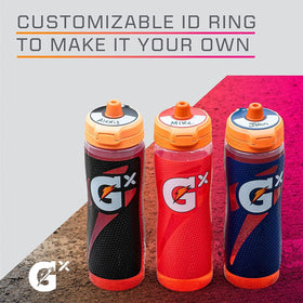 ID ring customization on Gatorade Gx bottle with team colors.