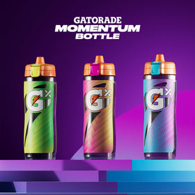 Gatorade Gx bottle Momentum Green high-flow valve enables steady pouring during workouts.