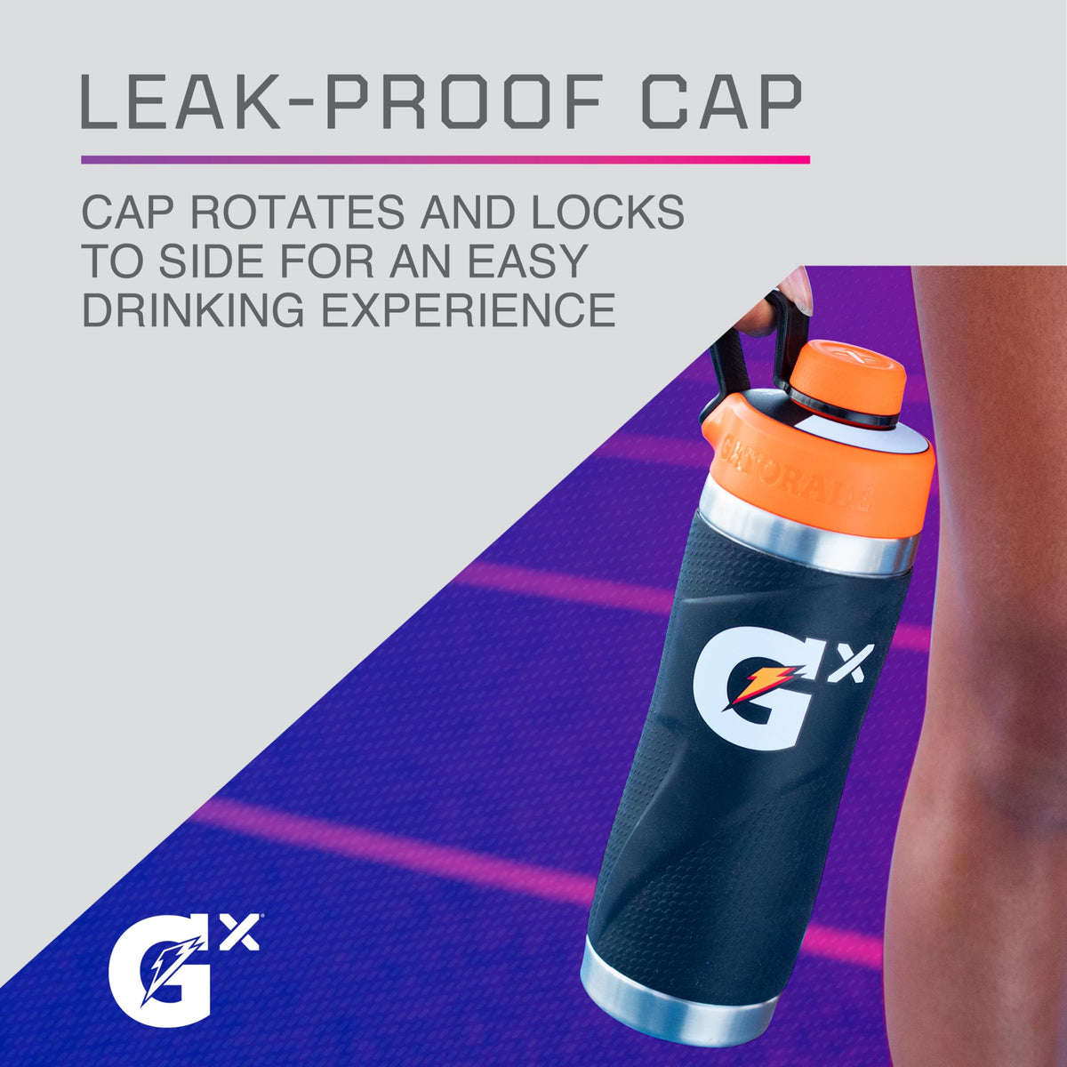 Gatorade Gx bottle compatible with powders and tablets for on-the-go hydration